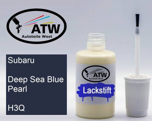 Subaru, Deep Sea Blue Pearl, H3Q: 20ml Lackstift, von ATW Autoteile West.